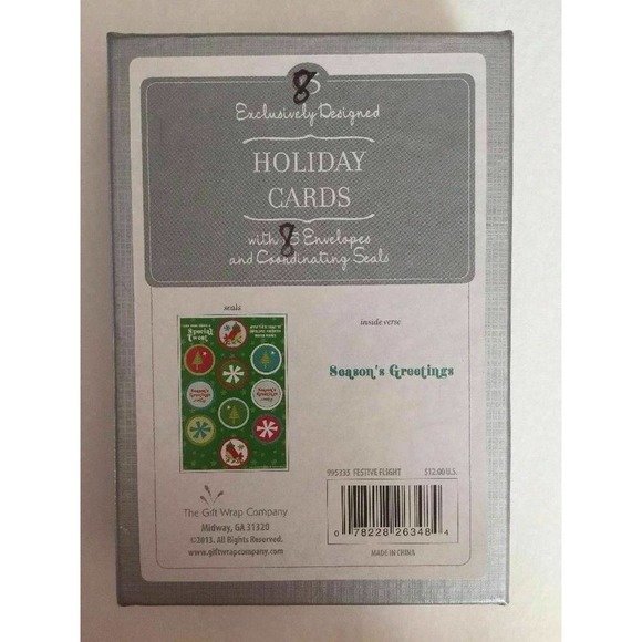 Set 8 Bullfinch Bird Shape Christmas Greeting Cards Envelopes Gift Wrap Company - Picture 8 of 8